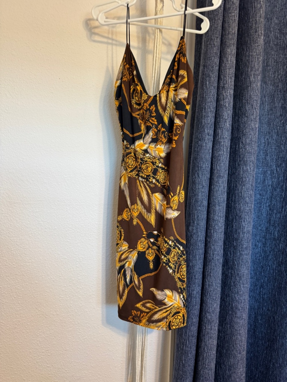 Windsor Brown & Gold Print Slip Mini Dress